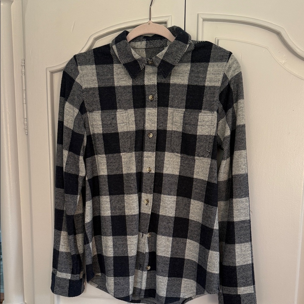 Faherty Navy and Gray Buffalo Plaid Button-Down Shirt